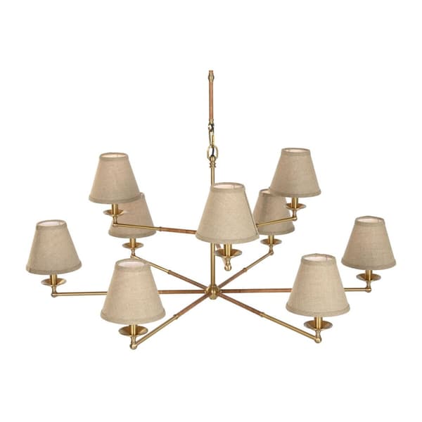 Taklys Home ESPRIT Beige Gyllen Messing 25 W 113 x 113 x 132 cm