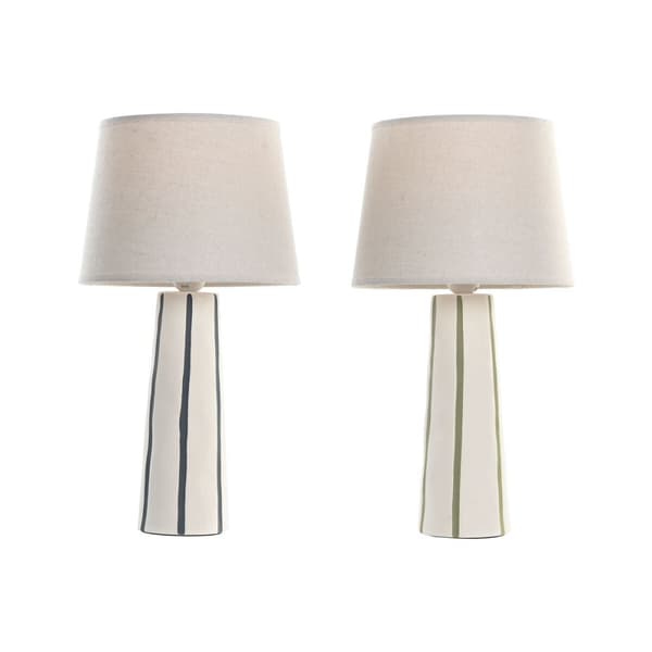 Bordlampe Home ESPRIT Blå Hvit Grønn 50 W 220 V (2 enheter)