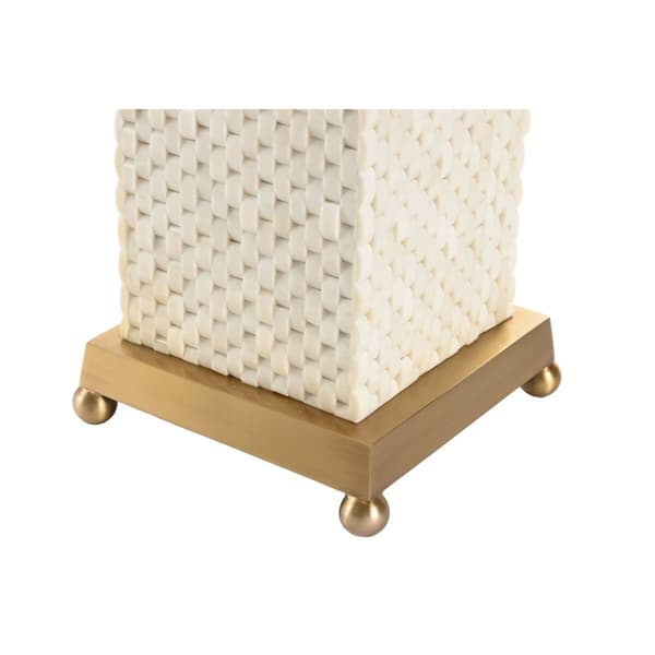 Bordslampa Home ESPRIT Vit Beige Gyllene 50 W 220 V