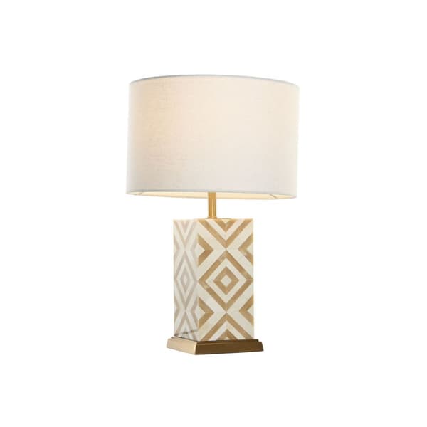 Bordlampe Home ESPRIT Hvid Beige Gylden 50 W 220 V