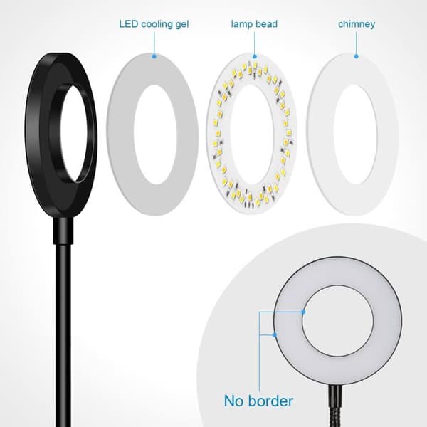 Skrivbordslampa med klämma 48 LED flexibel 360° Läslampa med klämma 3 belysningslägen & 10 ljusstyrkenivåer LED USB för E