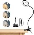 Miniatyrbild 1 av 6: Skrivbordslampa med klämma 48 LED flexibel 360° Läslampa med klämma 3 belysningslägen &amp; 10 ljusstyrkenivåer LED USB för E