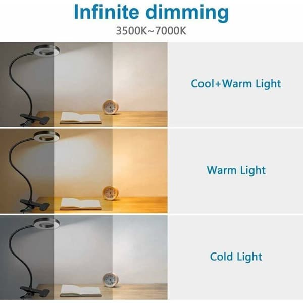 Bordslampa LED Klämma 48LED 3 Lägen, USB