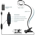 Miniatyrbild 4 av 5: Skrivbordslampa med Flexibel Klammer 360° Lampa för Läsning Med Klämfäste 3 Ljusstyrkor &amp; 10 Nivåer av Ljusstyrka Led USB, Svart
