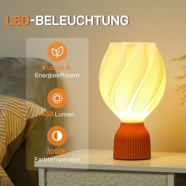 Rootz 3D -tryckt lampa - bordslampa - LED -lampa - energieffektiv - 16,5L x 16,5b x 28h cm - vit