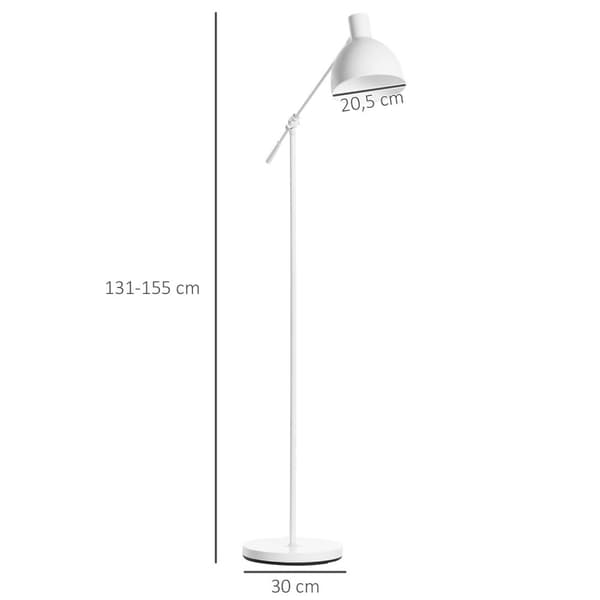 Rootz Industrial Standing Lamp - Floor Lamp - Justerbar belysning - Forbedrer atmosfære - 30 cm x 30 cm x 131-155 cm, hvid