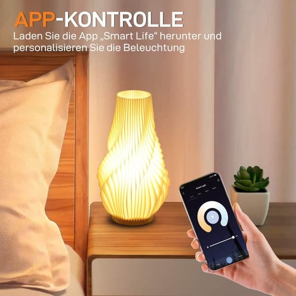 Rootz smart bordslampa med appkontroll - Alexa Lamp - röstkontrollerat ljus - 3D -tryckning - 20 cm x 20 cm x 34,5 cm