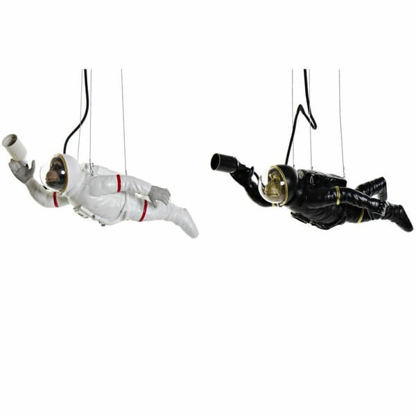 Loftslampe DKD Home Decor Sort Hvid Harpiks 220 V 50 W (46 x 14.5 x 20 cm) (2 pcs)
