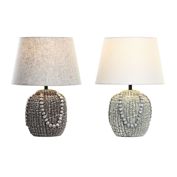 Bordslampa DKD Home Decor Svart Tyg Polyester Grön Stengods 220 V 50 W (24 x 24 x 34 cm) (2 antal)