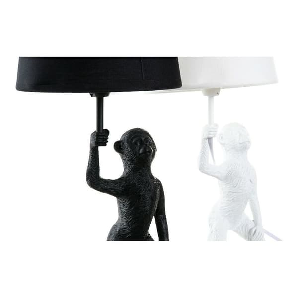 Bordlampe DKD Home Decor Hvit Svart Polyester Metall Harpiks 25W 220 V Ape (2 pcs) (20 x 20 x 45 cm)