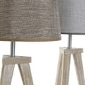 Miniatyrbild 2 av 4: Bordslampa DKD Home Decor Blad Grå Brun linne 250 V 60 W Furu (30 x 30 x 57.5 cm) (2 pcs)