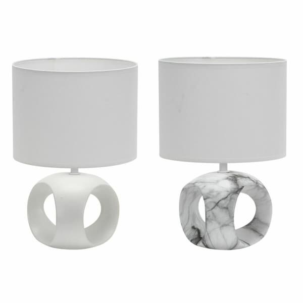 Bordslampa DKD Home Decor Keramik Grå Polyester Vit (2 antal) (20 x 20 x 30 cm)