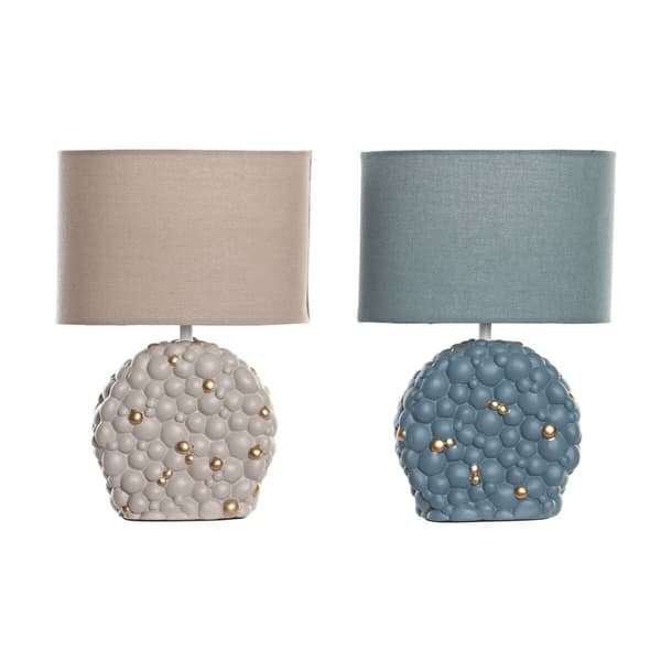 Bordslampa DKD Home Decor Blå Gyllene Brun Tyg Polyester Stengods 220 V 50 W (24 x 15 x 34 cm) (2 antal)