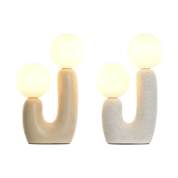 Bordslampa Home ESPRIT Vit Beige Keramik Glas 220 V 20 x 11 x 31 cm (2 antal)