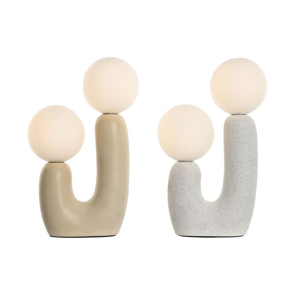 Bordslampa Home ESPRIT Vit Beige Keramik Glas 220 V 20 x 11 x 31 cm (2 antal)