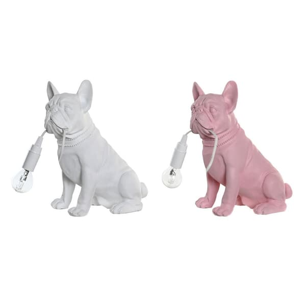 Pöytälamppu DKD Home Decor Pinkki Valkoinen Hartsi 220 V 40 W (25 x 15 x 29 cm) (2 osaa)