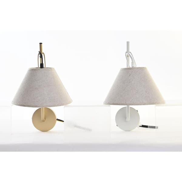 Væglampe DKD Home Decor Gylden Metal Hør Hvid 50 W Moderne (22 x 32 x 37 cm) (2 enheder)