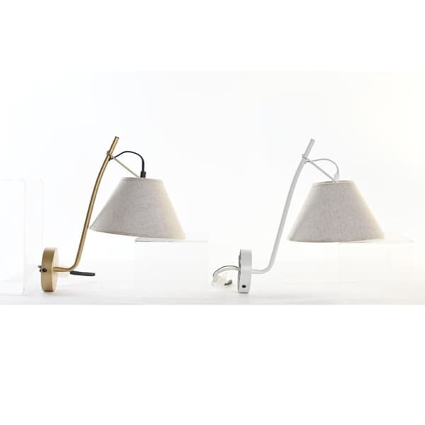 Væglampe DKD Home Decor Gylden Metal Hør Hvid 50 W Moderne (22 x 32 x 37 cm) (2 enheder)