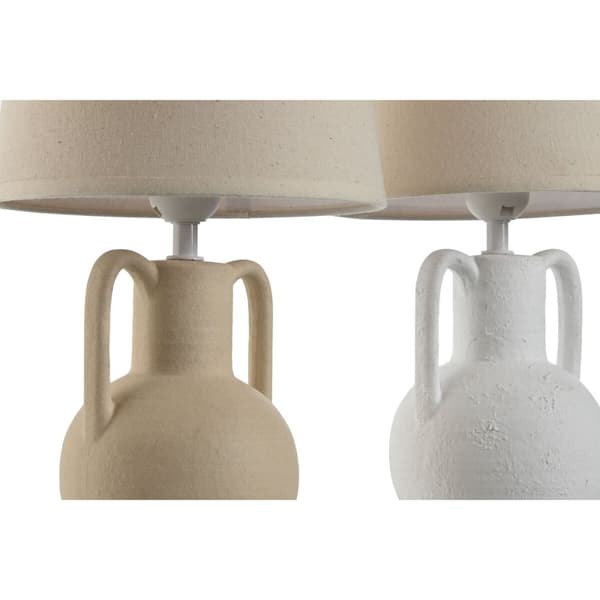 Pöytälamppu Home ESPRIT Valkoinen Beige Keraminen 50 W 220 V (2 osaa)