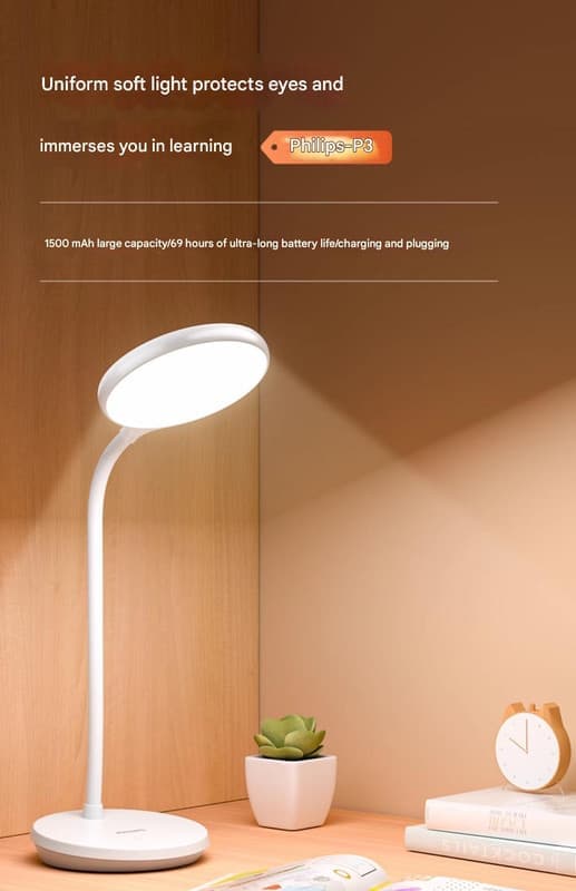 Philips P3 ögonskyddande studielampa skrivbord sänglampa sovsal student laddningsbar liten bordslampa ny