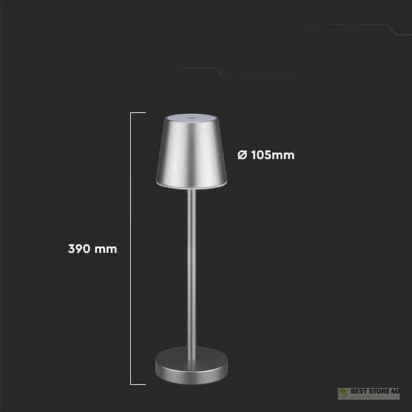 V-TAC 3W LED Nattlampa Skrivbordslampa Laddningsbar Dimbar Grå VT-7703 4000K 70lm