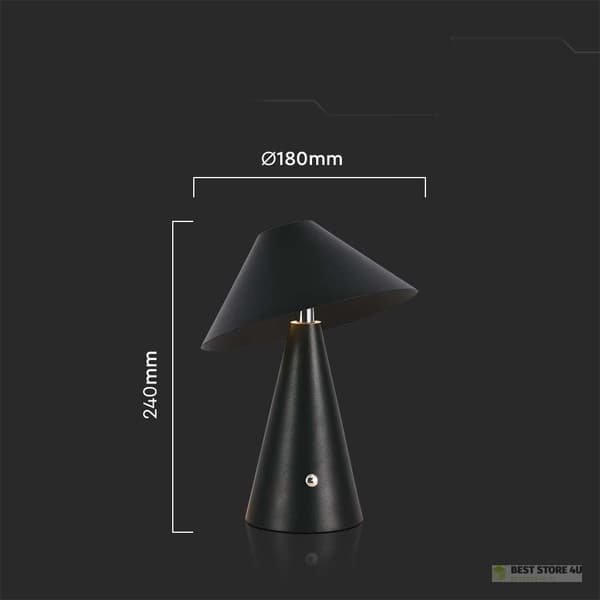 V-TAC 3W LED Natlampe Skrivebordslampe 24cm USB Opladning Dæmpbar Sort VT-1051 3000K-6000K 200lm
