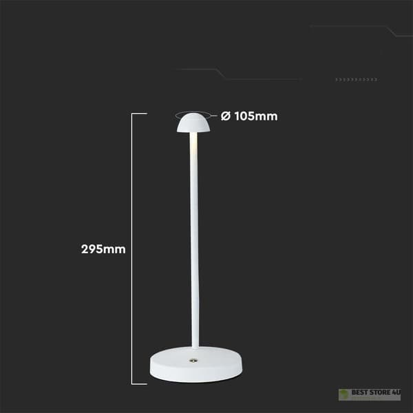 V-TAC 3W LED Nattlampa Skrivbordslampa 29cm USB Laddning Dimbar Vit VT-1073 3000K-6000K 130lm