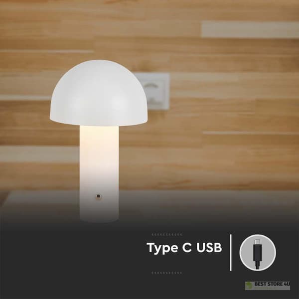 V-TAC 1W LED Natlampe Skrivebordslampe 25cm USB Opladning Dæmpbar Hvid VT-1047 3000K-6000K 200lm
