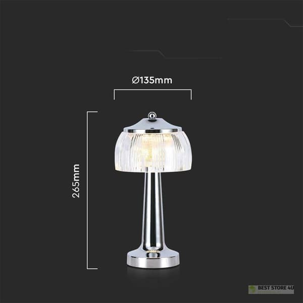 V-TAC Nattlampa 1W LED 26cm USB-laddning Dimbar Krom VT-1048 3000K-6000K 55lm