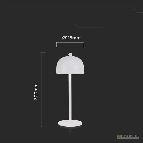 V-TAC 3W LED-yövalo pöytävalaisin 30cm USB-lataus himmennettävä valkoinen VT-1052 3000K-6000K 200lm