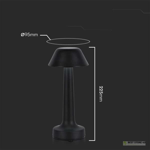 V-TAC 2W LED Nattlampa Skrivbordslampa 23cm USB Laddning CCT Dimning Svart VT-7566 3000K-6000K 40lm