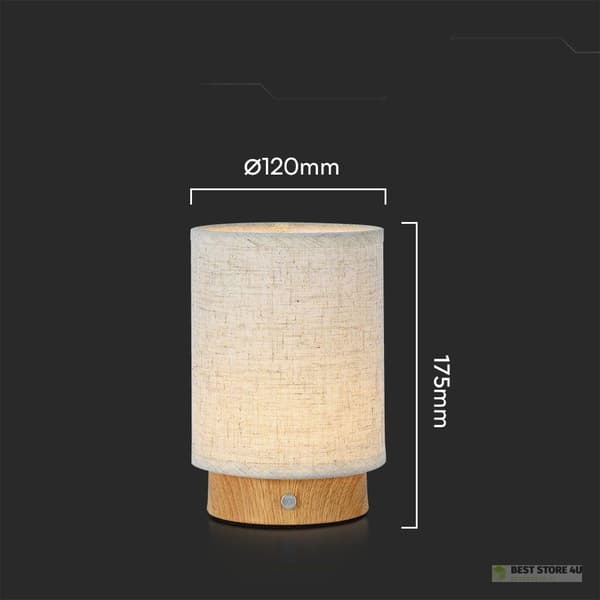 V-TAC 3W LED-yövalo pöytävalaisin ladattava himmennys puu VT-7569 3000K 110lm