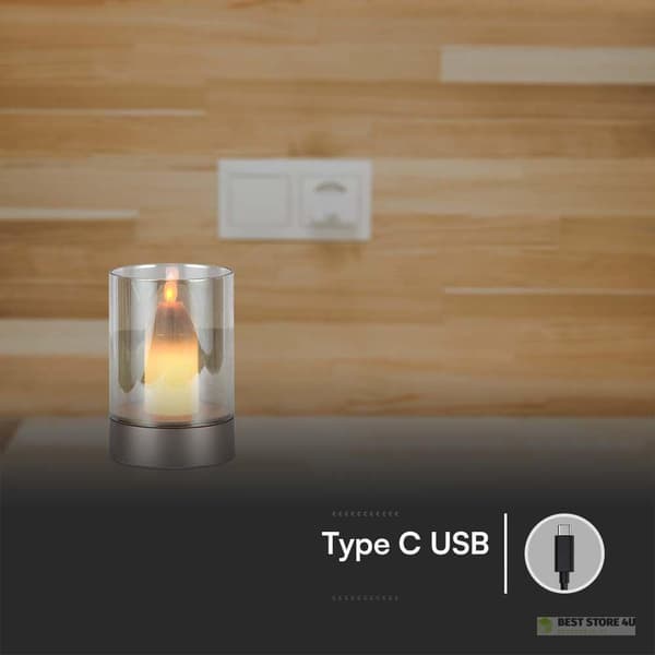 Natlampe Stearinlys V-TAC 3W LED USB-opladning Dæmpbar Guld VT-7564 3000K 110lm