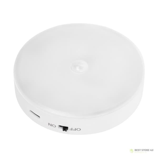 Genopladelig LED-natlampe med magnet og bevægelsessensor.