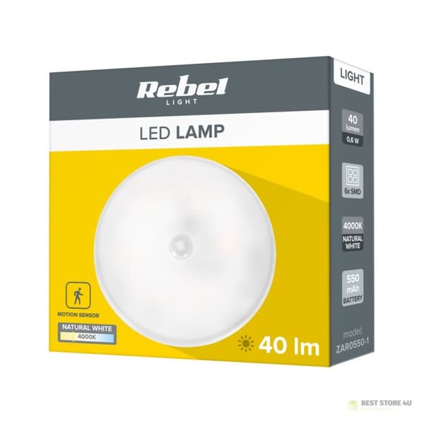 Genopladelig LED-natlampe med magnet og bevægelsessensor.