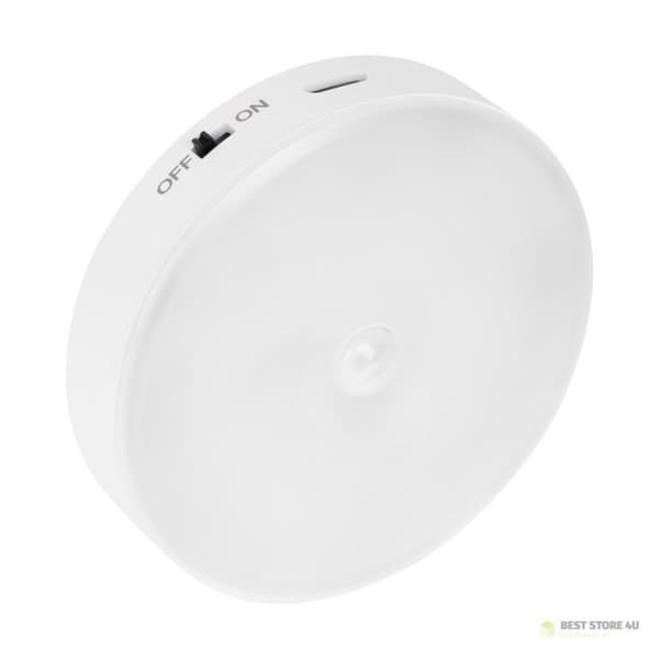 Genopladelig LED-natlampe med magnet og bevægelsessensor.