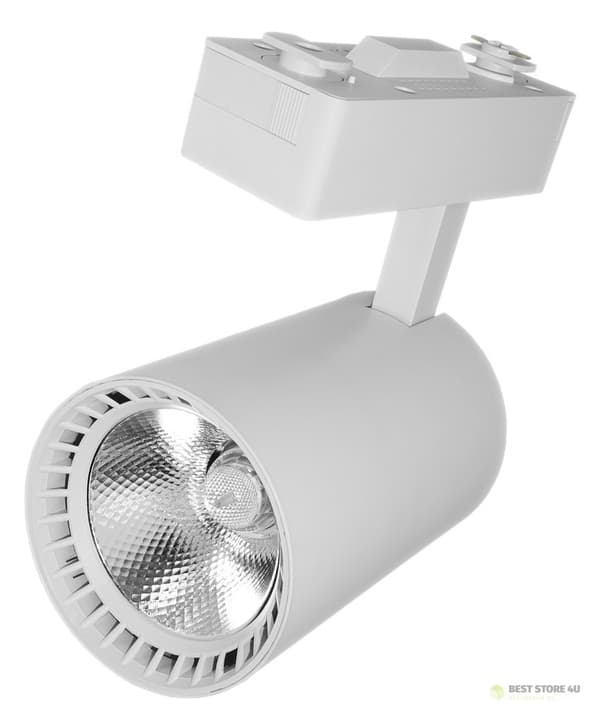 LED-myymälävalaisin yksivaiheinen kiskovalaisin valkoinen 30 W 2250 lm neutraali valo 4000 K