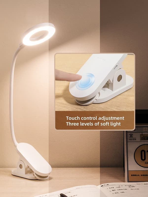 Philips genopladelig øjenbeskyttelseslampe med clips til sovesal, læse- og studiefunktion, speciel sengelampe med clips