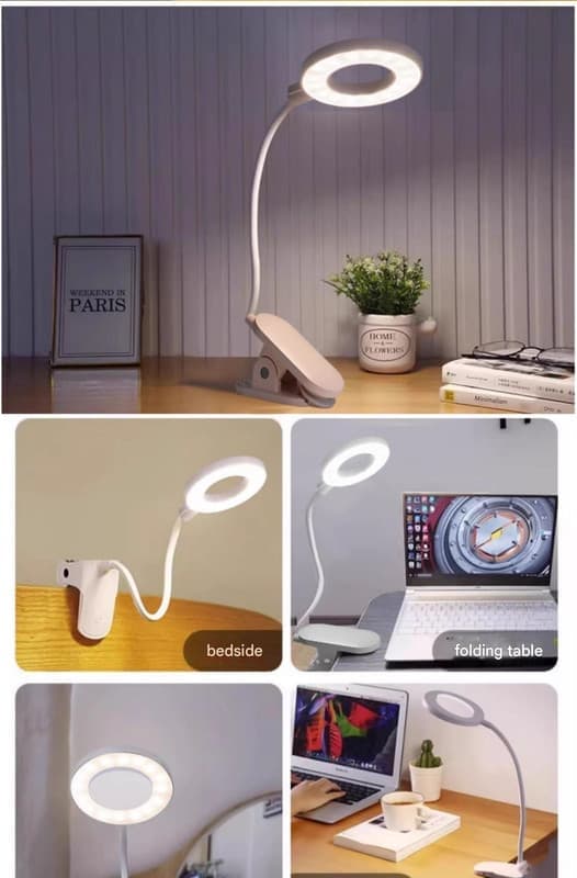 Philips genopladelig øjenbeskyttelseslampe med clips til sovesal, læse- og studiefunktion, speciel sengelampe med clips