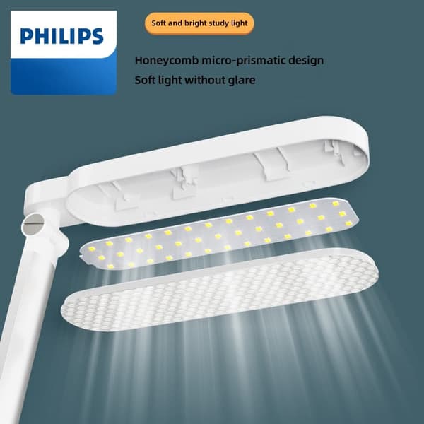 Philips genopladelig skrivebordslampe med øjenbeskyttelse, skrivebordslampe med lang batterilevetid til læsning og skrivning