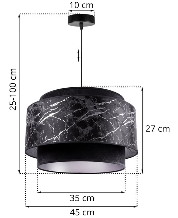 LOFTSLAMPE HÆNGENDE LYSELYSE LAMPESKÆRM SORT