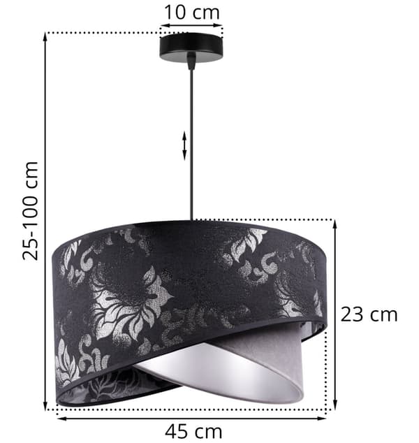 TAKLAMPA HÄNG LJUSKRAKA GLAMOUR SVART