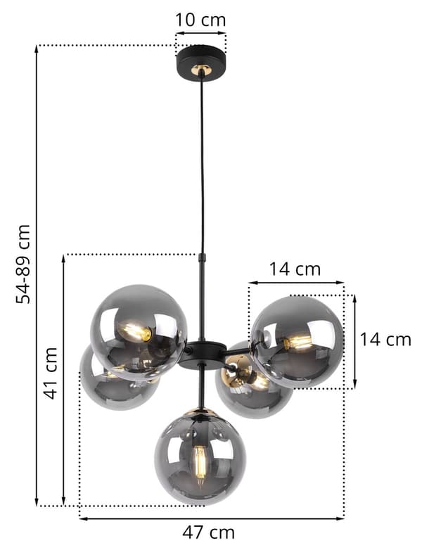 HÆNGENDE LOFTSLAMPE LYSKELYSE LOFT GLAMOUR SORT