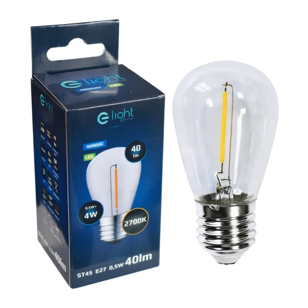 LED FILAMENT Pære E27 0,5W ST45 VARM