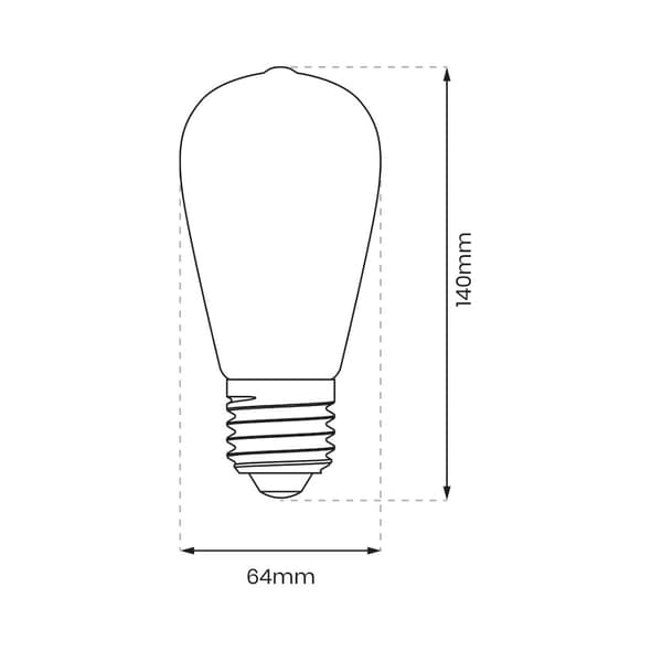 LED FILAMENT Pære E27 6W ST64 VARM RAV