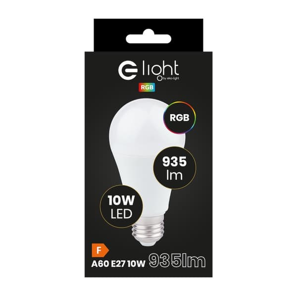 RGB LED Pære E27 10W A60 MED FJERNBETJENING FARVE VARIABEL