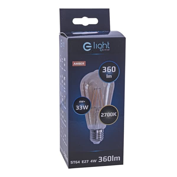 LED DEKORATIV Pære E27 4W ST64 VARM RAV