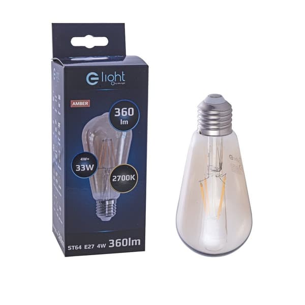 LED DEKORATIV Pære E27 4W ST64 VARM RAV