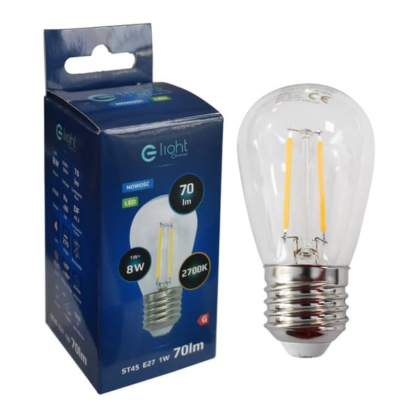 LED FILAMENT GLÖDA E27 1W ST45 VARM