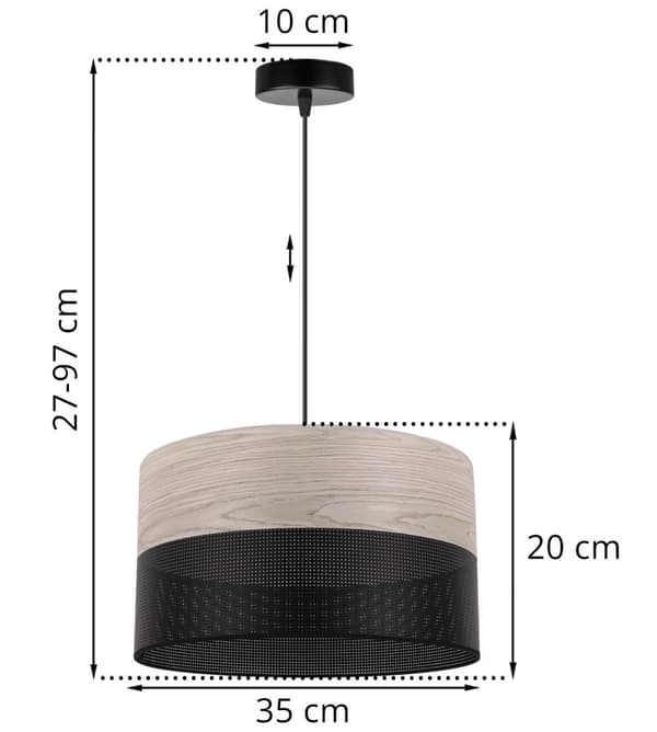 ENKEL HÄNGLAMPA LAMPSKÄRM FANER BLEKT EK 35CM